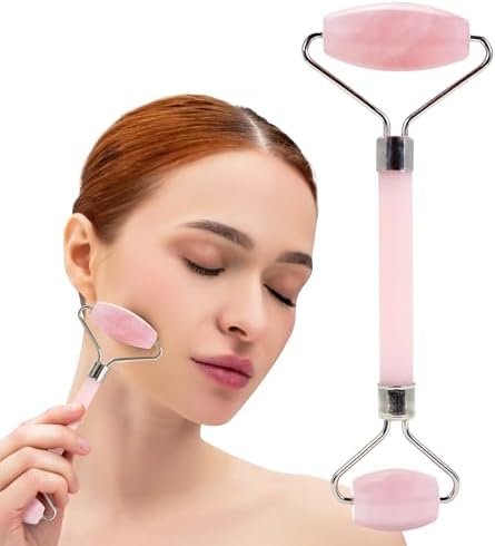 Plum Beauty Rose Quartz Face Roller - Gua Sha Facial Tools, Jade Rollers