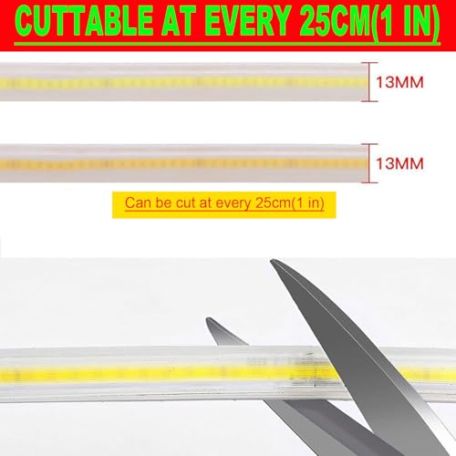 Tira de luces COB LED, 8 m, 110V-130V, Blanco Día 6500K miniatura 7