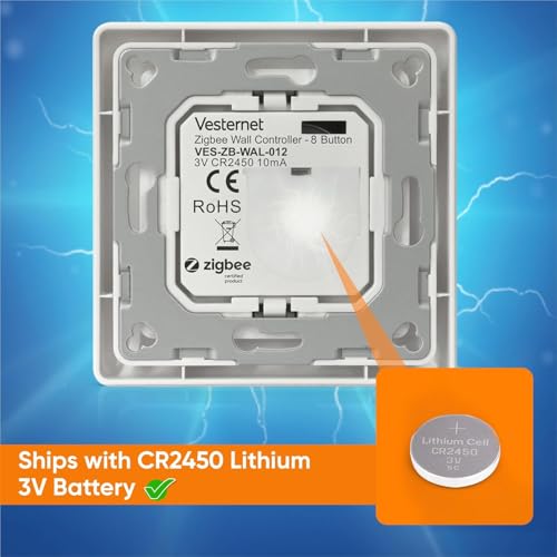 Zigbee 8 Button Smart Wall Controller | Trigger Up To 24 Scenes In Your Smart Home Hub | Compatible with Home Assistant, SmartThings & Hubitat