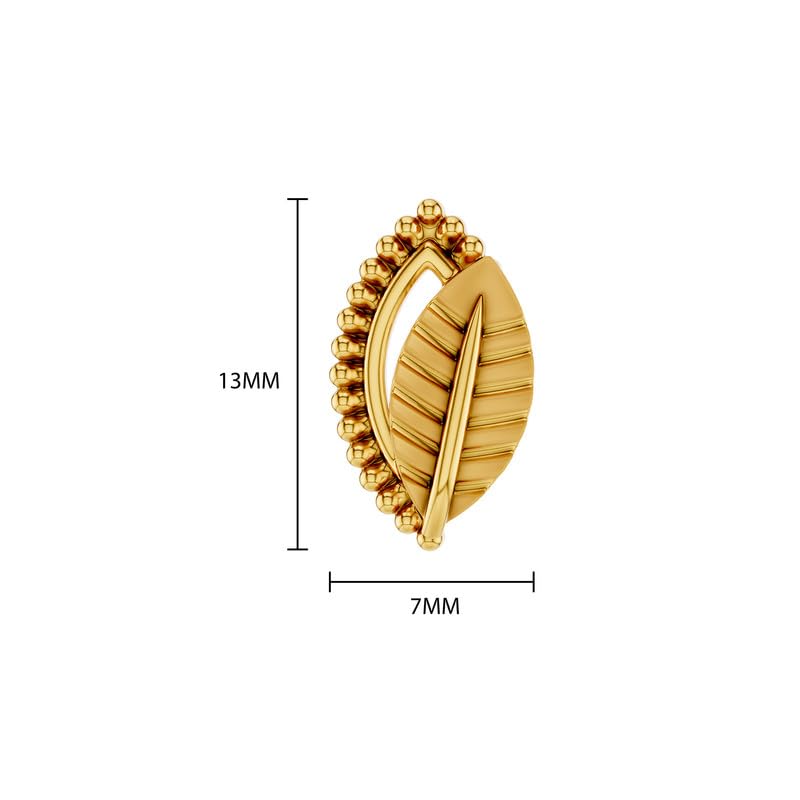 Image of Kisna 14 /18 /9 KT Petal Intertwine Yellow Gold Earring For Women