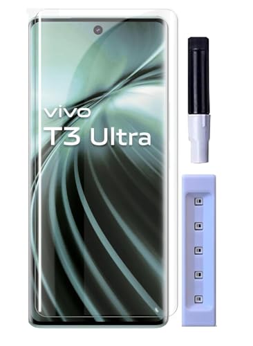Image of MACLEN Ultra Premium HD Adavnced Glue UV Curved Tempered Glass for Vivo T3 Ultra, Y300 Plus 5G | With HD clearity full curved edge protection and Installation Kit