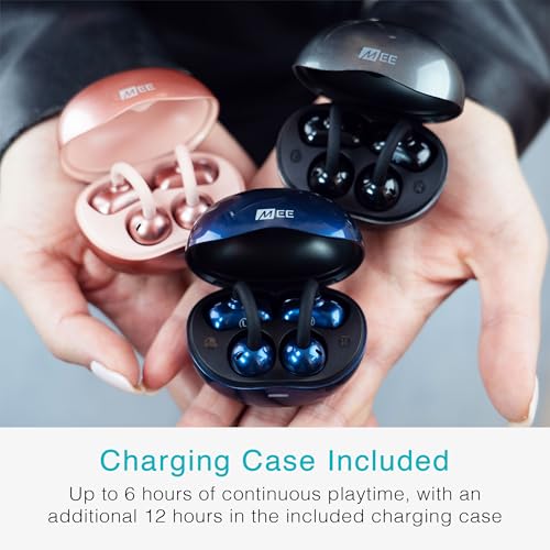 Image of MEE audio Pebbles Air Open Ear True Wireless Earbuds - Bluetooth 5.3 Lightweight Earclip Headphones with Headset Microphone & Call Noise Reduction for Gym /Workouts /Sports and Gaming (Rose Gold /Pink)