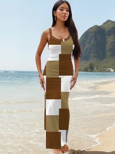 Image of Nimsruc Women Summer Long Dress Casual Slip Sexy Slim Sleeveless Bodycon Maxi Dresses for Women 2024