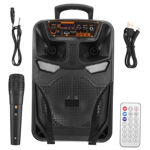 Enceinte sans fil portable 8 pouces rechargeable avec batterie puissante et design noir compact