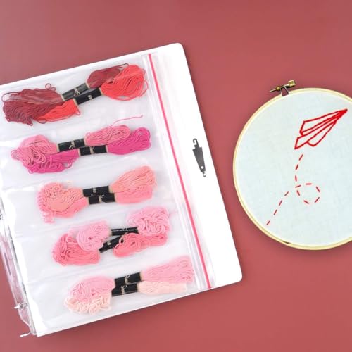 Image of StoreSMART - Zipper Binder Page for Embroidery & Cross-Stitch Floss Thread Skeins, Holds 5 Skeins - 25-Pack - (DP600-5-FLOSS-25)