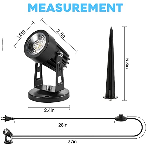 Image of 2Pack LED Spot Lights Indoor Uplights Plant Spotlights with 5.9 FT Cord Switch Warm White and Day White Adjustable Spot Lights for Plants Art Decor (Base and Stake Included)