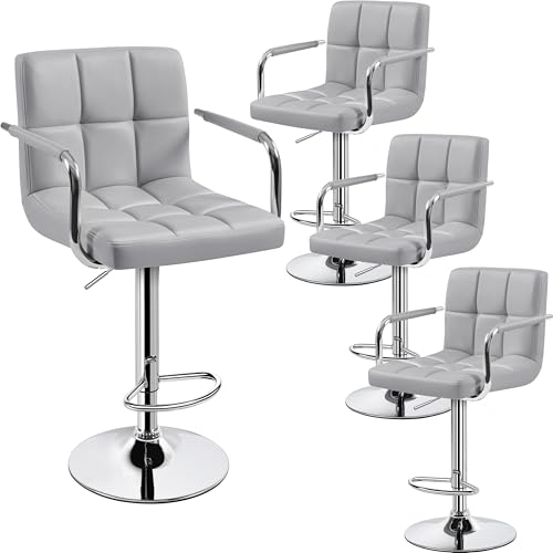 Yaheetech Bart Stools Set of 4, PU Leather...