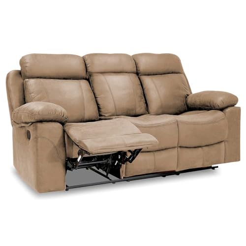 HOGAR24 ES   Sofá 3 Plazas Relax Con Apertura Manual, Reclinable, Acabado en Tejido Piedra   206 cm (Ancho) x 102 cm (Alto) x 96 cm (Fondo)