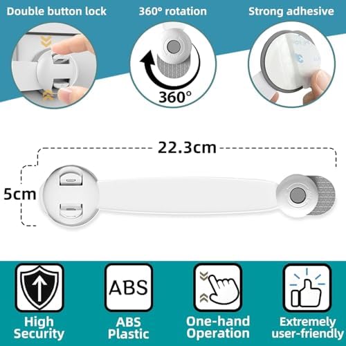 Safety Cabinet Locks,Safety Cupboard Latches for Dishwasher, Fridge, Door, Trash Can, Oven, Toilet Seat, no Tools Need or Drill (6 PCS) - 1