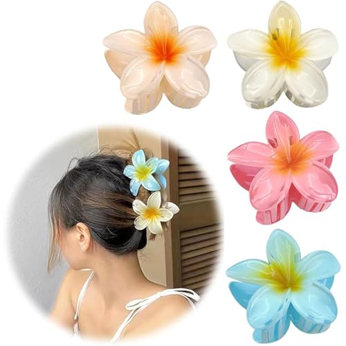 Pack of 4 Flower Hair Clips, Plastic Flower Hair Clip, Flower Hair Clip