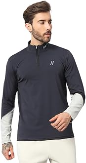 ATICX Polyester Full Sleeve Compression High Turtle Neck Sports Jersey T Shirt for Men - Quick Dry Fit Gym Workout Top for Running, Swimming, Training, Cycling, Football, Badminton