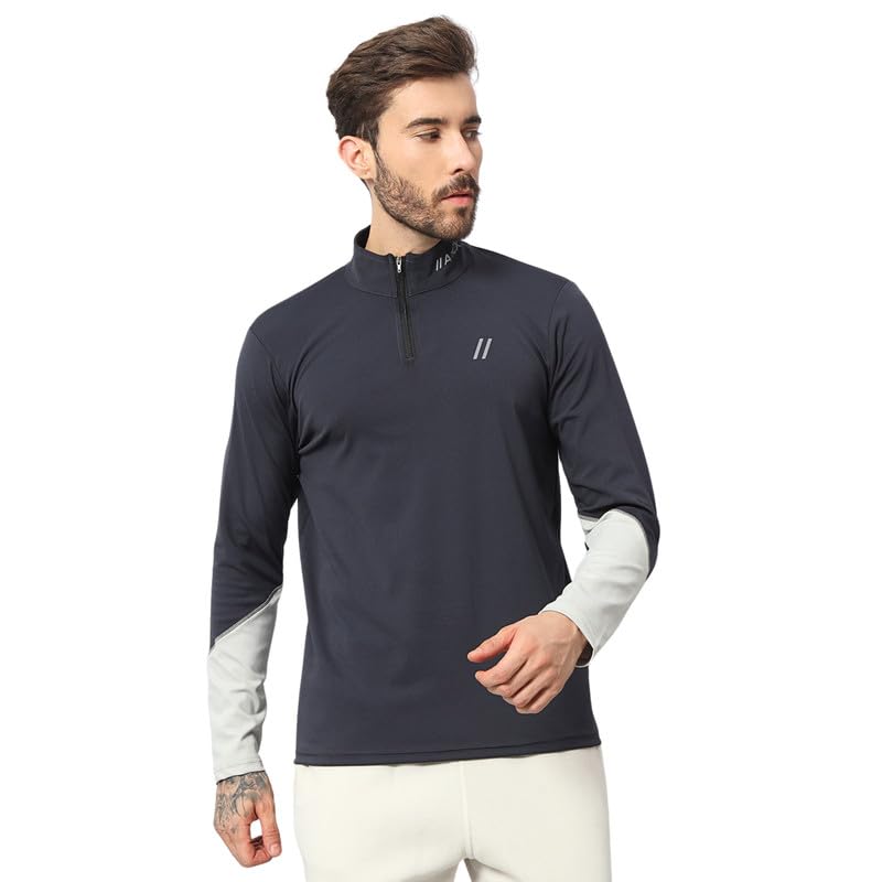 ATICX Polyester Full Sleeve Compression High Turtle Neck Sports Jersey T Shirt for Men - Quick Dry Fit Gym Workout Top for Running, Swimming, Training, Cycling, Football, Badminton