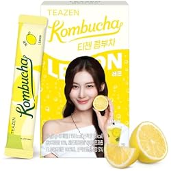 TEAZEN Lemon Kombucha Tea, Hydration Drink Mix, Sugar Free, Live Probiotics & Prebiotics, 10 Sticks, 1.76oz