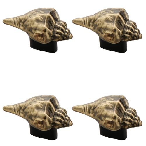 Image of Antique Shankh Shape Drawer Knob for Cabinet /Drawer Knobs /Decorative Knobs & Pulls /Drawer Handle (Zinc Alloy /Brass Antique) Pack of 4-| 3 Years Warranty |