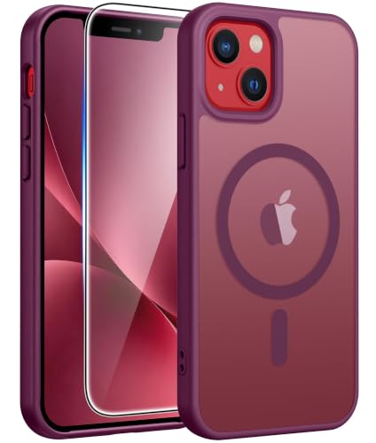 Image of FNTCASE for iPhone 13 mini /12 mini Case Red: Magnetic Translucent Matte