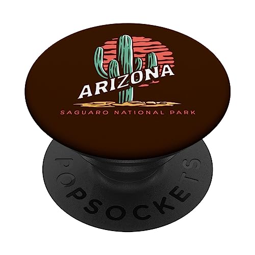 Saguaro National Park Arizona Sunset Cactus Tucson PopSockets Swappable PopGrip, Black