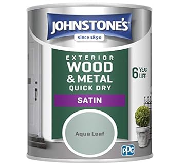 Johnstone's - Quick Dry Satin - Aqua Leaf - Satin Finish - Exterior Wood & Metal - Resistant to cracking & peeling - 6 years of life - 12m2 Coverage per Litre - 0.75 L