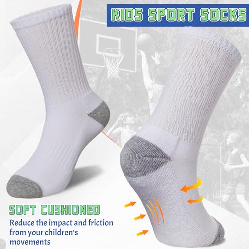 Image of SeeyAN Kids Socks Boys Crew Athletic Half Cushioned Cotton Sport Running Breathable Socks 6 Pairs