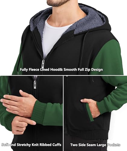 Image of GEEK LIGHTING Men's Fleece-Lined Zip Up Hoodie, Thick Hooded Jacket Winter Warm Athletic Sweatshirt