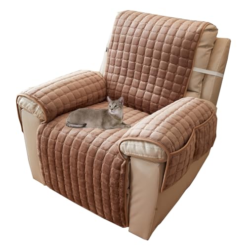 一人掛けリクライニングチェア カバー 電動リクライニングソファーカバー ソファーカバー ふわふわ (53 x 190 cm(20.9 x 74.8インチ),コーヒー)