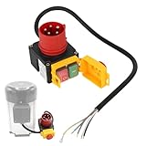 DAJASD Motorschutzschalter 400v 3 phasen, Maschinenschalter Geräteschalter mit CEE-Stecker, Notausschalter mit 80cm Kabel, Sicherheitsschalter für Oberfräsen, Tischsägen, elektrische Bohrmaschinen