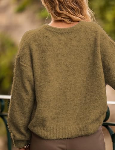 Image of Ynhonra Womens Cardigan Sweater Front Button Loose Y2k Long Sleeve Crewneck | Lightweight Knit Ribbed Hem