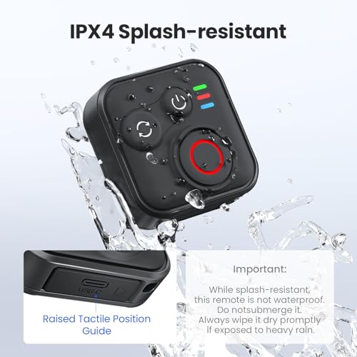 Image of Bluetooth Remote Control for DJI Osmo Action 6 /5 Pro /4 /Osmo 360, 50M Range 96H IPX4 Wireless Remote Controller with Wrist Strap Smart Action Camera Accessories (for DJI)