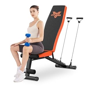 Dskewzee Adjustable Foldable Weight Bench, Utility Weights Bench with Head and Spine Support, 880LB, Incline Decline 7 Positions Fitness Workout Bench for Home Gym