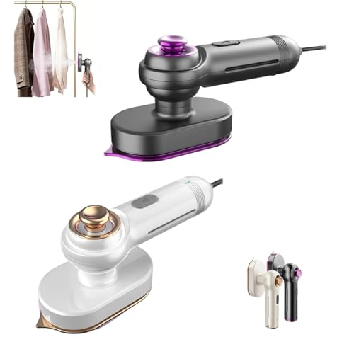 Mini plancha de vapor para ropa – Vaporizador portátil 2 en 1 para ropa con calentamiento rápido de 15s,vapor y temperatura ajustables, planchado en seco/húmedo para viajes, hogar, dormitorio (A+B)