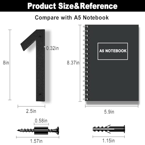 IVERRA 8 Inch Large Floating House Numbers, Black Modern House Number for Outside, Home Address Numbers for Outdoor Garage Gate Wall Street (0) by IVERRA - Image 3
