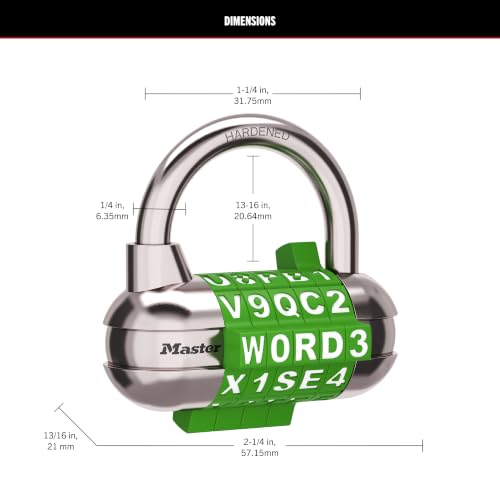 Image of Master Lock Locker Lock, Set Your Own Word Combination Padlock, Green, 2 Pack, 1534GRNEC2
