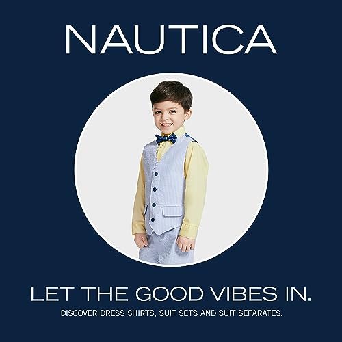 Image of Nautica Boys' 4-piece Formal Suit Set with Vest, Pants, Collared Dress Shirt, and Tie