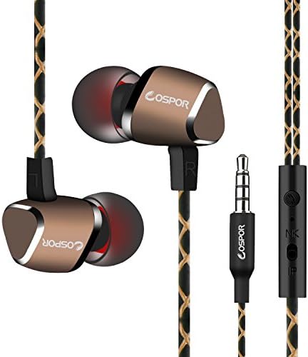 Wired Earbuds,COSPOR Magnetic in-Ear Stereo Earphones,3.5mm handsfree Sports Headphones with mic for Android/iOS (Gold)