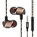 COSPOR Wired Headphones, In Ear Magnetic Earphones Noise Cancelling Sweatproof Sport Earbuds with mic(Gold)