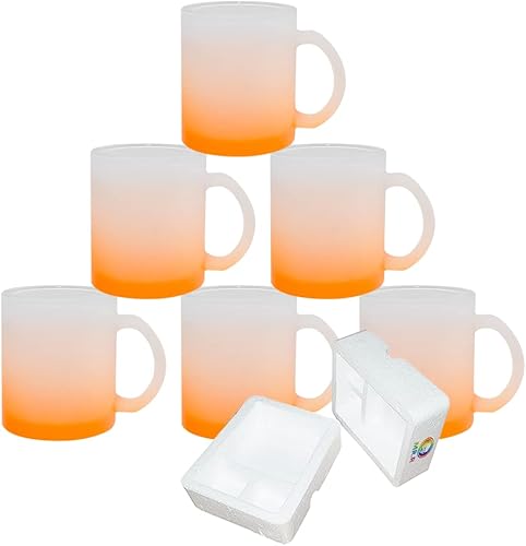 Miniatura 9 de MR.R Juego de 6 tazas de vidrio azul esmerilado de 11 onzas, tazas de café con asa para transferencia de revestimiento térmico térmico