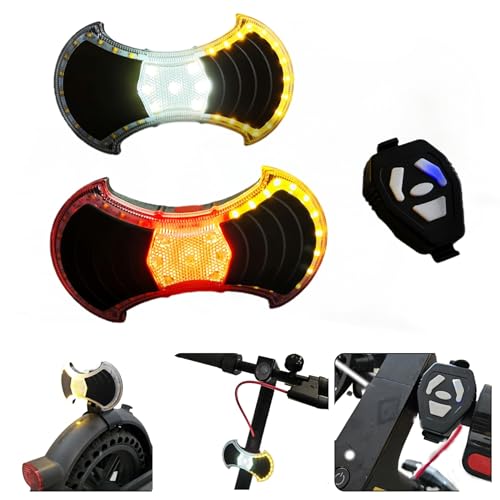 OWLZEN Vorder- und Rücklicht mit Blinkern für Fahrrad und Roller – Zubehör und universelle Befestigung hinten für Scooter inklusive, kabellose Fernbedienung, LED-Lampe wiederaufladbar über USB