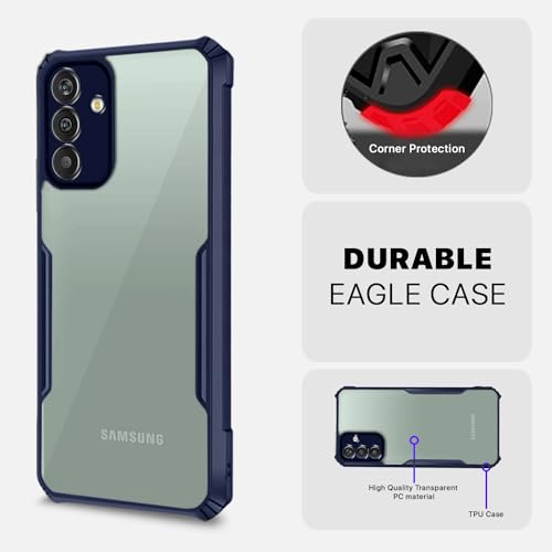 Image of Pikkme Samsung Galaxy f13 5G Back Cover | Crystal Clear Transparent Back | Ultra Hybrid | Full Camera Protection | Raised Edge | Bumper Back Case (Blue)