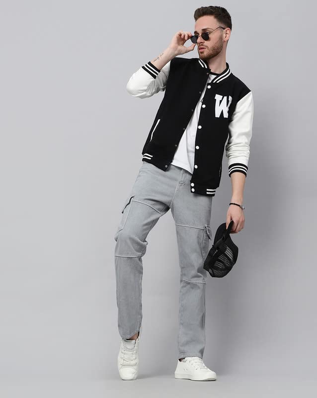Image of BE SAVAGE Men's Cotton Blend Standard Length Varsity Jacket