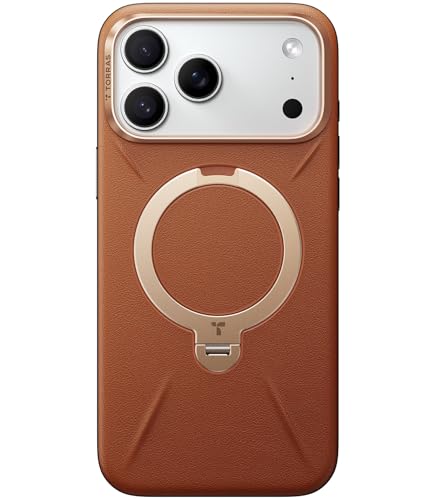 TORRAS iPhone 17 Pro Max 用 ケース【新感覚レザー・スキンタッチ】Ostand Q3 レザートーン MagSafe対応 リング スタンド 360°定点回転 縦横両対応 マグネット搭載 革 カメラコントロールボタン 米軍規格 耐衝撃 指紋防止 アンバー・ブラウン