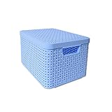 CURVER Box Style S Aufbewahrungsbox Deckel Stapelbehälter Box Kiste Ordnungsbox Rattan Optik 5L Hellblau