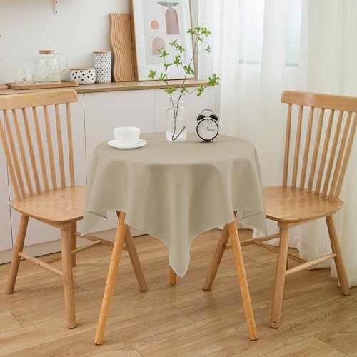 Image of sancua Small Square Tablecloths, Natural Table Cloth, 36x36 Inch | For Square or Round Tables, Washable Polyester Fabric Cover, For Nightstand End Bedside Tables