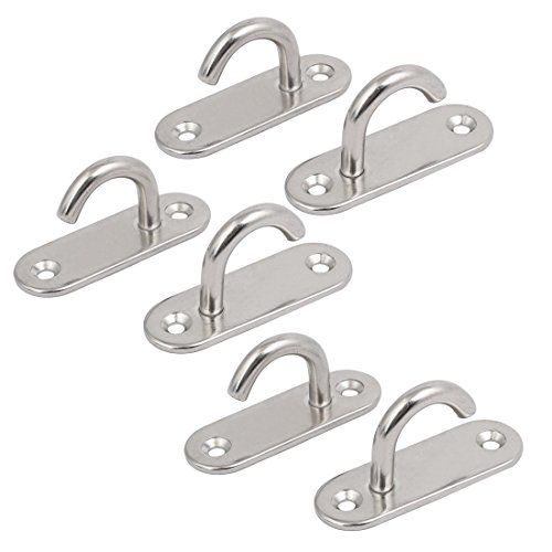 Aexit 304 Stainless Home Hardware Steel 6mm Thick Open Ring Oblong Sail Shade Pad Eye Plate 6pcs Model:68as255qo19