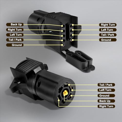 Agrieyes 7 Pin to 4 Pin Trailer Adapter, 7 Way to 5 Way Trailer Light Plug, Trailer Connector for Truck RV Utility Tow Hitch Boat, Weatherproof