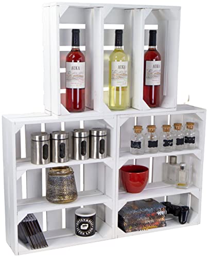 flache Obstkiste 'Wilma' weiß mit zwei Einlegeböden / Zwischenbrettern ca...