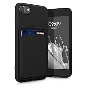 kwmobile telefoonhoesje compatibel met Apple iPhone SE (2022) / iPhone SE (2020) / iPhone 8 / iPhone 7 hoesje – Case met pasjeshouder – Smartphone cover in zwart