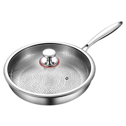 Titan Bratpfanne, Titanium Pfanne Unbeschichtet, Titanium Hammered Pan Pro mit Deckel, Antihaft Titanpfanne 26/28/30/32 cm for Cooking, Multifunctional Pots and Pans Set Mit Deckel,28cm