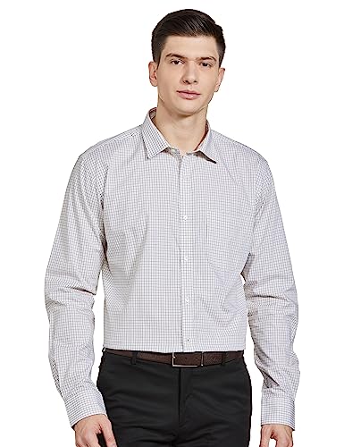 Image of Park Avenue Slim Fit Pure Cotton Checks Pattern Semi Cutaway Collar Formal Shirt