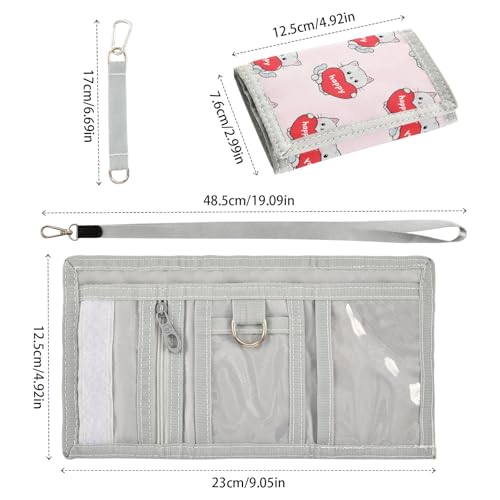 ALAZA Kids Wallets for Boys Girls Toddler Trifold Wallet Children Small Cat Heart Happy with Zipper Coin Pocket3