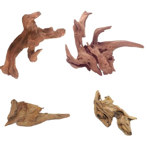 PacuM 4 Stück Wurzel Aquarium Holz Natürliches Treibholz Aquarium Wurzel Echtholz Natürliche Form Treibholz Deko Dreidimensionale Landschaft für...