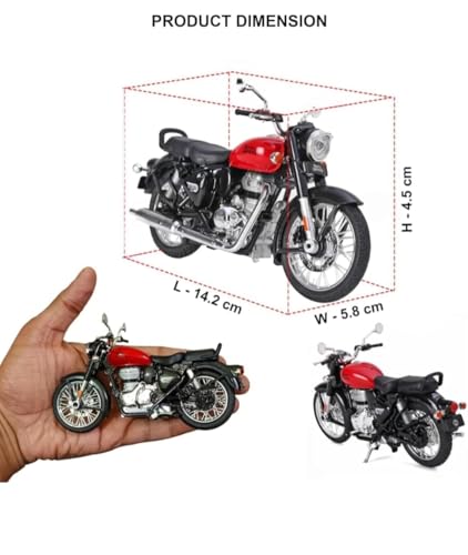 Image of Barodian's Royal Style Enfield Classic Toy Diecast Model Motorcycle with Interchangeable Fuel Tanks, Build Kit, Red and Black Pull Back Action, Detailed Miniature Replica for Collectors and Enthusiasts Classic 350 Bullet Bike DIY Motorcycle [ Multicolor ]